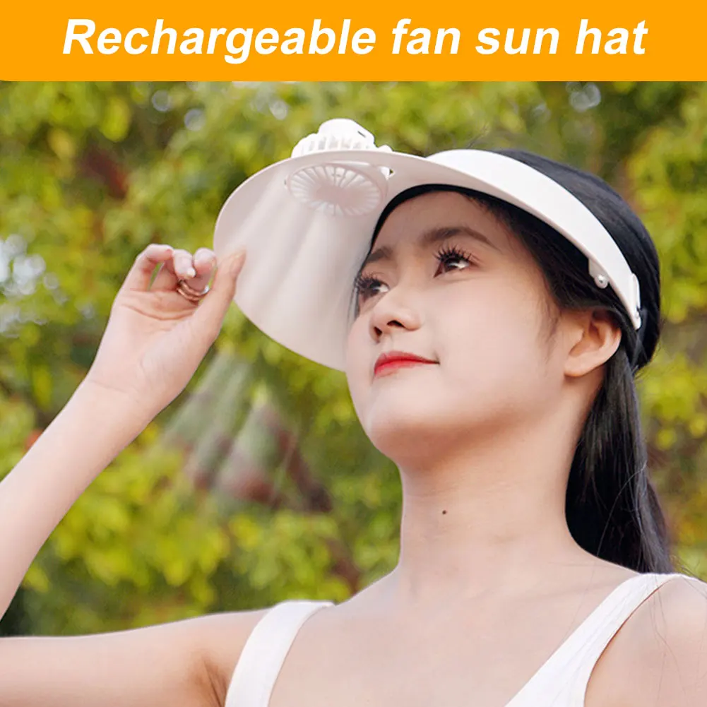 USB Charging Peaked Cap Fan Rotatable Sun Protection Hat Fan 3 Wind Speed Cooling Fan Hat Wide Brim for Women/Men/Children