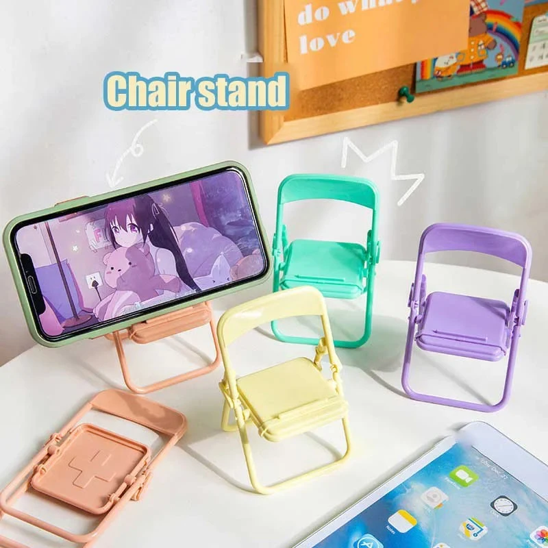 Mini Cell Phone Stand Universal Small Chair Desktop Mobile Phone Tablet Holder Folding Convenient Cute Smart Phone Accessories