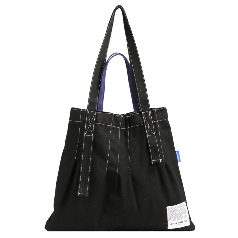 Canvas Shoulder Bag Korean Style Large Capacity Storage Cloth Bags for Women Retro Simple Trend Casual Shopping Travel Schoolbag