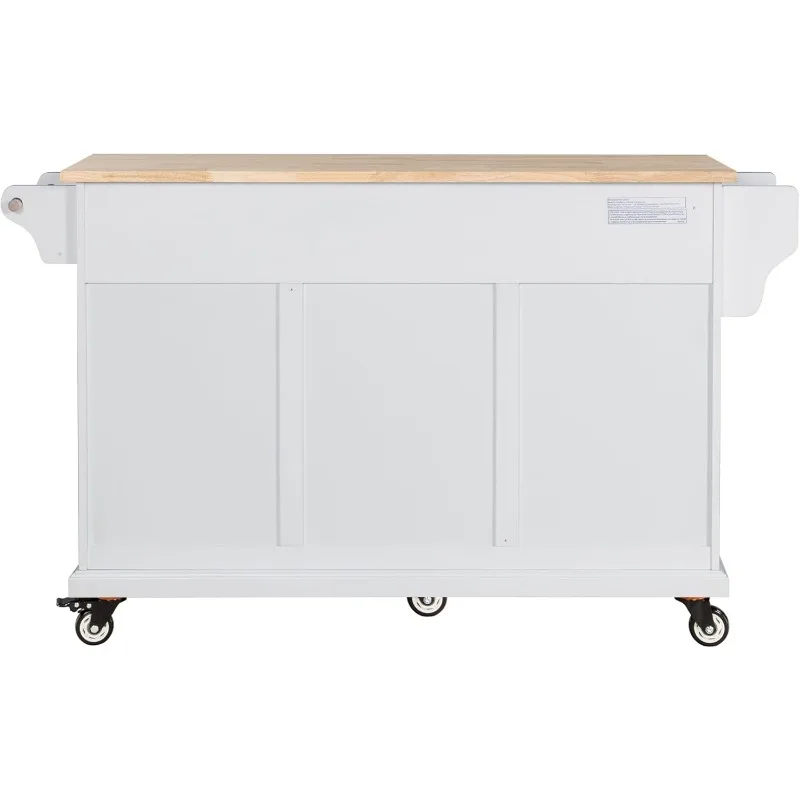 Cambridge Mobile Kitchen Island on Wheels with Storage and Wood top, Rolling Island with Towel Holder, L60.5 x W18.13 x H36.75IN