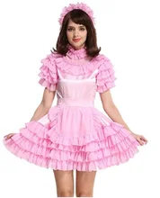 

Sissy Maid Lockable Light Pink Dyed Medium Neck Yarn Collar Tower Skirt Ruffle Dress Uniform Clothes Can Be Customized