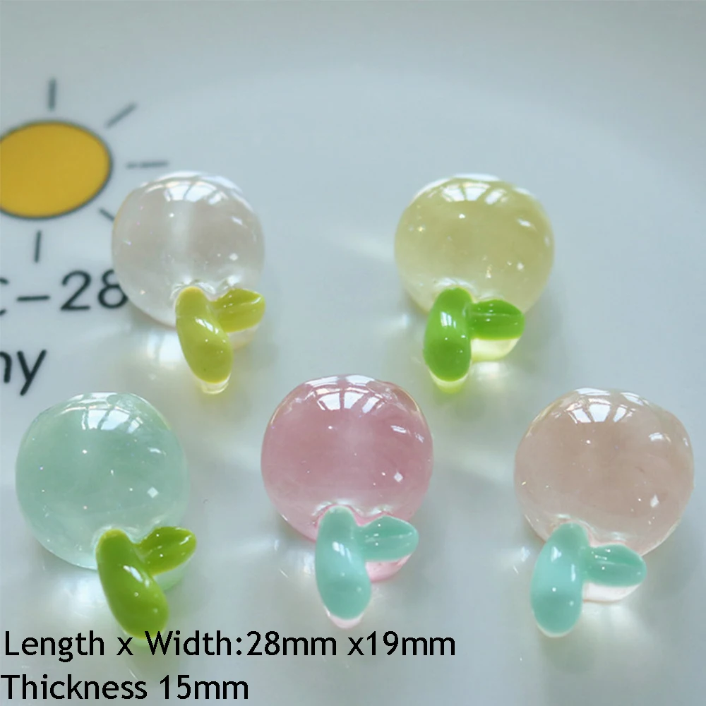 투명 튤립 꽃 시리즈 송진 플랫 백 카보숑, 스크랩북 DIY 보석 공예 장식 액세서리, 10 개