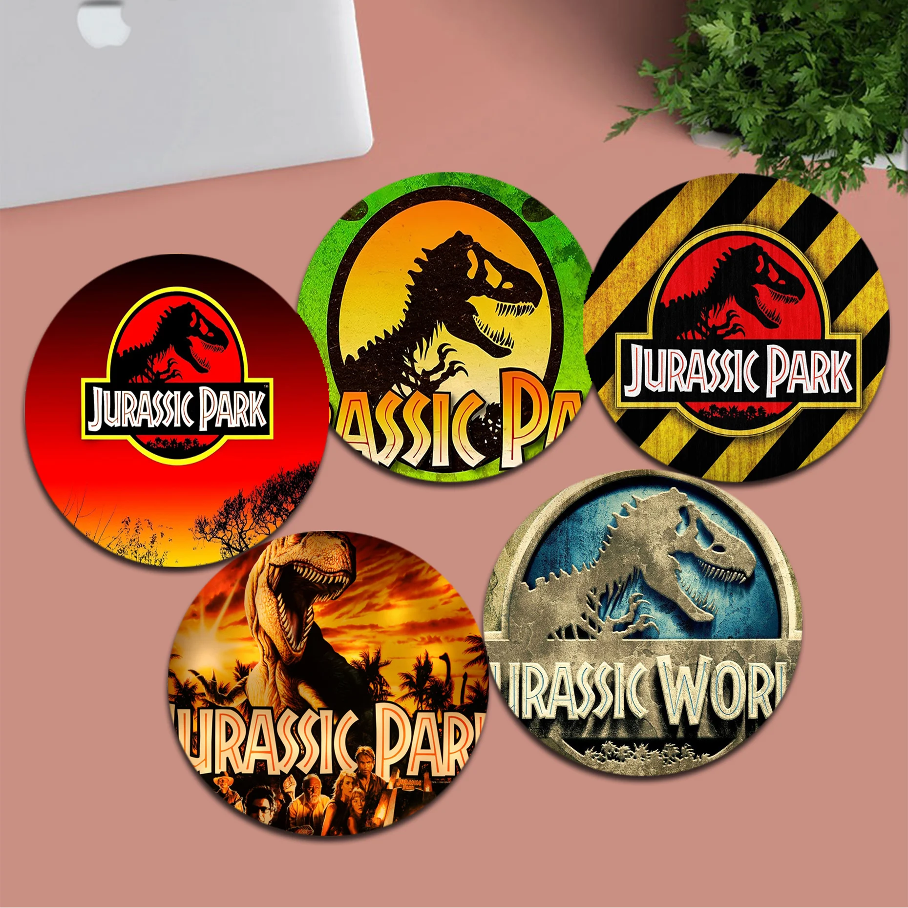 

J-Jurassic Park Mousepad Round Speed Version Game Computer Keyboard Office Table Mat PC Laptop Mouse Mat Office Desk Accessories