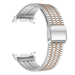 Sleek Stainless Steel Strap - Premium Metal Bracelet Accessory for Watch8 40-44-46mm (Silver Rose gold)