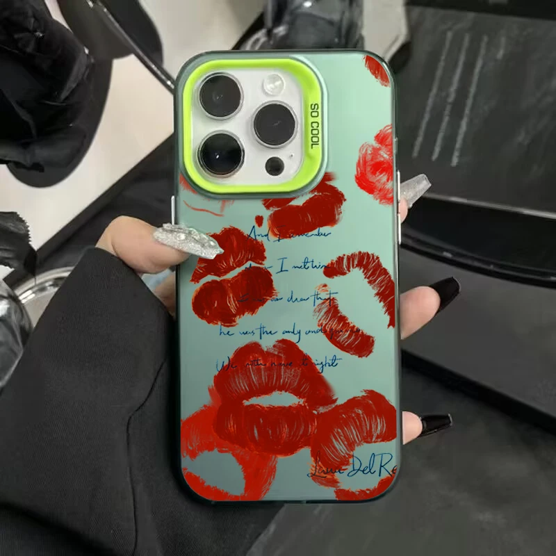 thumbnail image 1 of Funda de teléfono con IMD de plata galvanizada con labios rojos y chica sexy para iPhone 15, 16 Pro Max, 14, 13, 12, 11, XR, XS, 7, 8 Plus, carcasa trasera a prueba de golpes, 1 of 5
