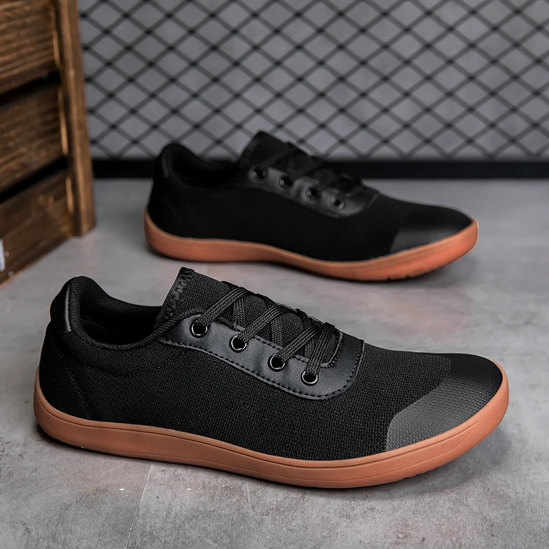 New Men's Wide Barefoot Canvas Sneaker 2024 Fashion Flats Soft Zero Drop Sole Wider Toe Light Weight Fashion Sneakes Big Size 48 2