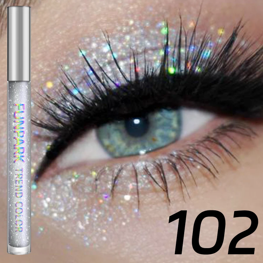Glitter Liquid Eyeshadow, Silver Monochrome Tone, Waterproof Makeup Effect, Shimmer Pigment Eye Shadow Pallete Set 2