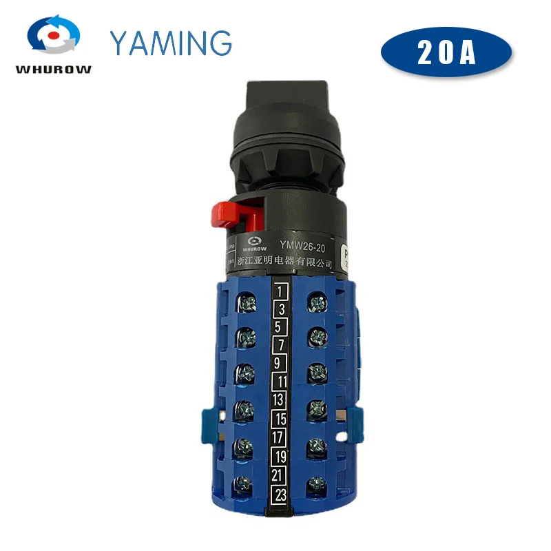 Interruptor Giratório Ymw2620s da Came com Botão do Fechamento sem Interruptores da Came da Comutação do Painel Polos 24 Terminais Tira Contato