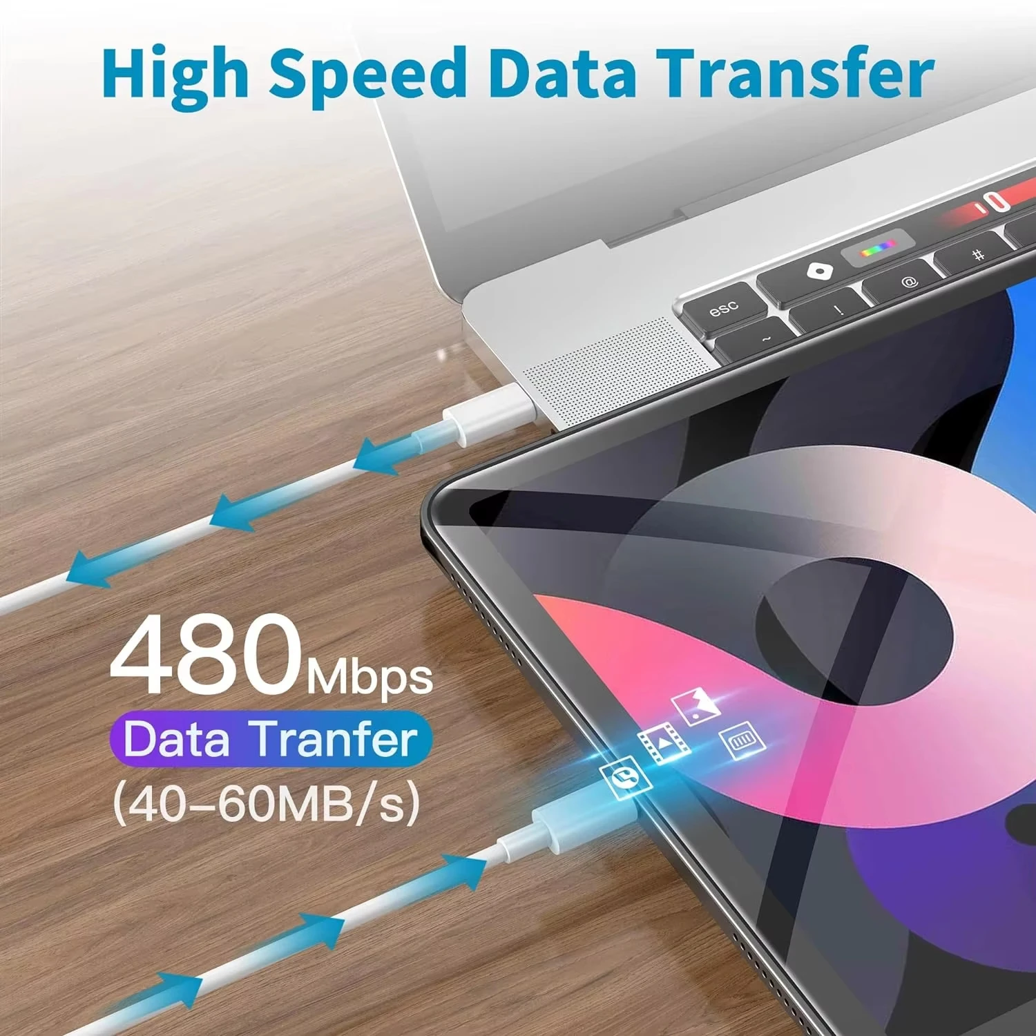 Charging Cable 60W Type USB C to C Fast For 15 Pro Max Android Smart Phone