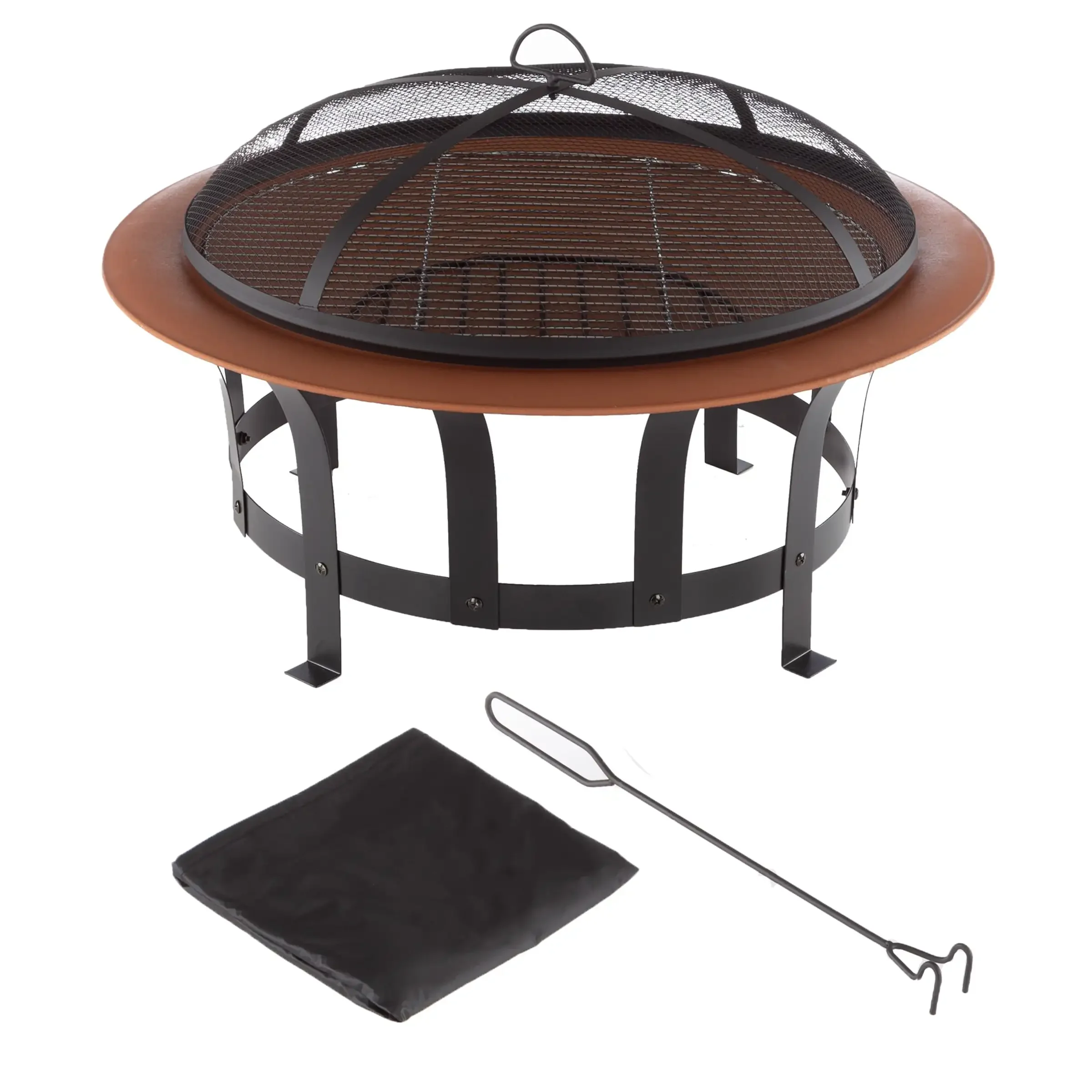 30&rdquo; Outdoor Fire Pit with Screen, Poker, and Grate, Copper