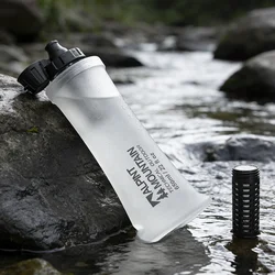 Ultralight Foldable Leak - Proof Soft Water Filter Bottle for Outdoor Adventures, 650ml, BPA Free (Transparent White)