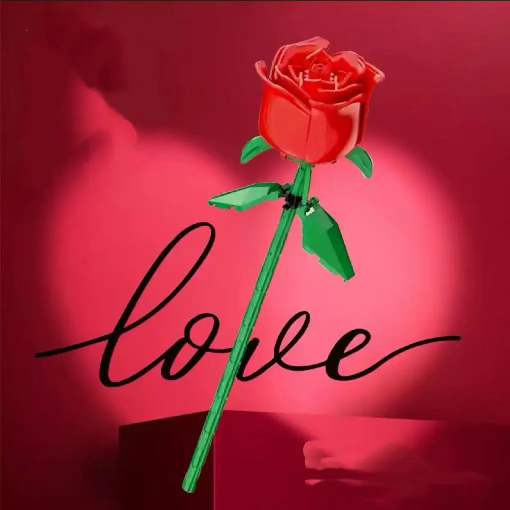 Rose Flower Building Blocks MOC Kit - DIY Assembly Toy for Mother's Day/Valentine's Day/Christmas, Home Decoration Gift for Girl