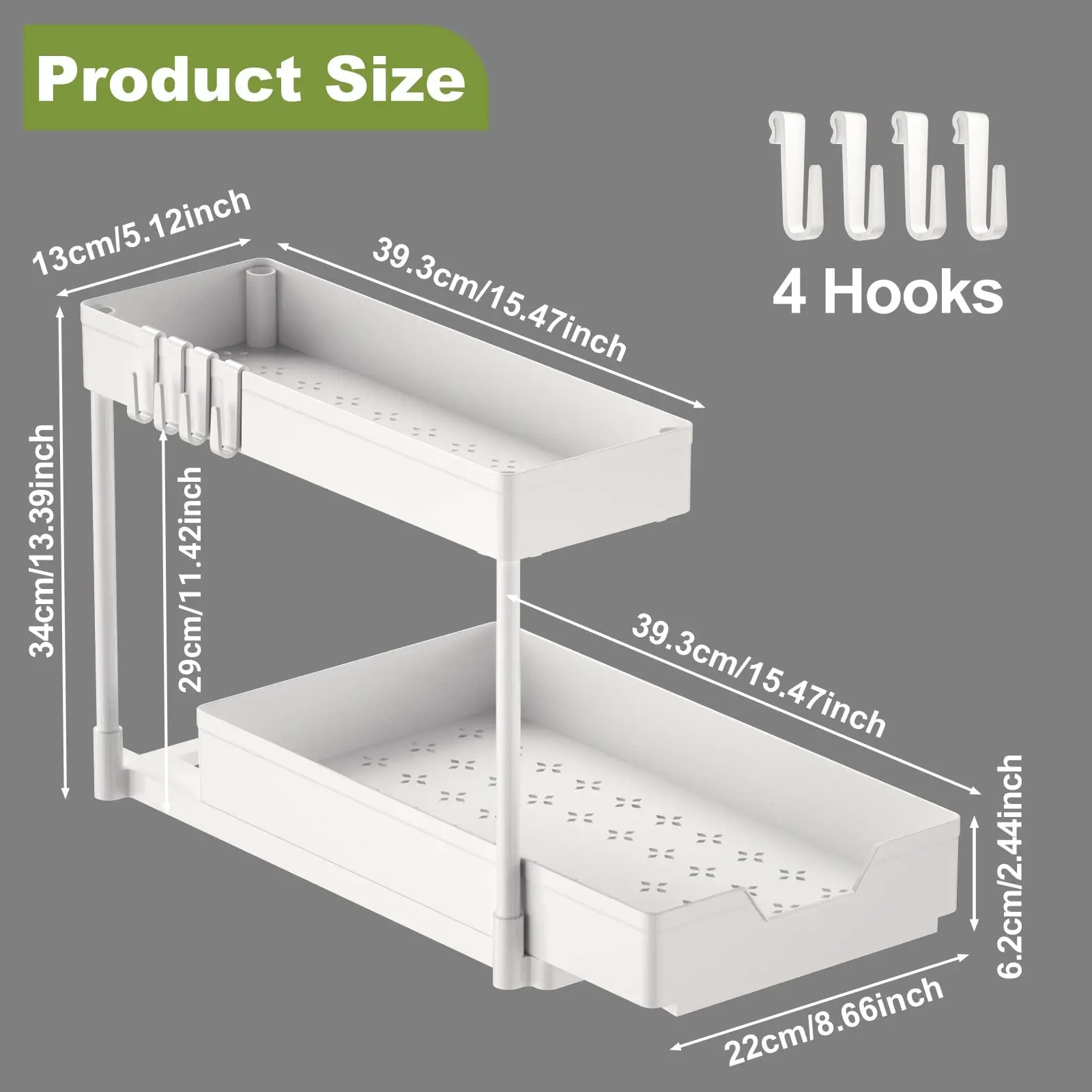 Under Sink Organizers and Storage, L-Shape Kitchen Bathroom Organization, 2-Tier Sliding Storage Under Sink Cabinet Organizer 5