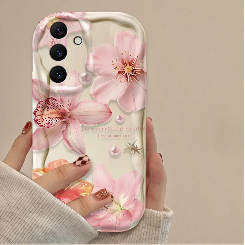 Vintage Pink Lily Flower Wave Phone Case