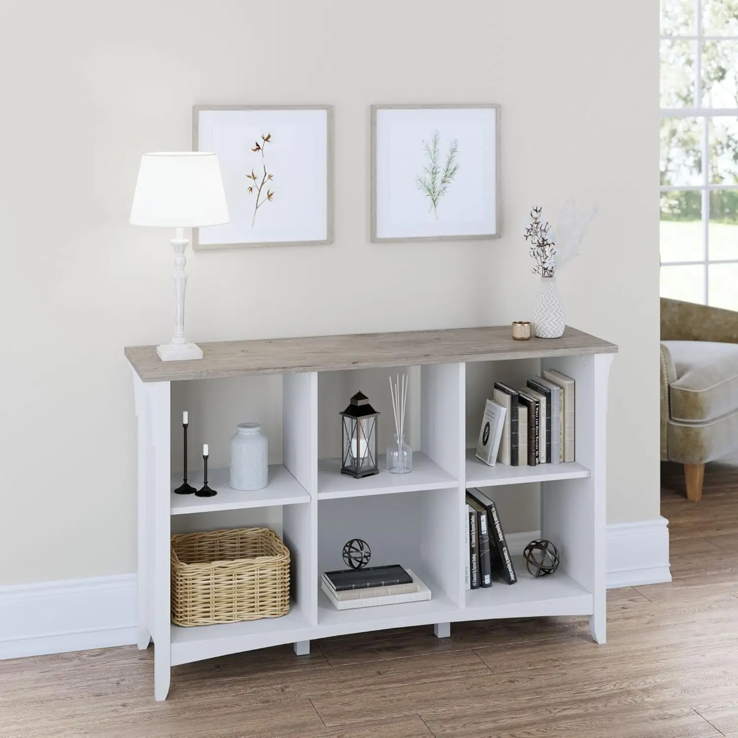 Salinas 6-Shelf 30-Inch H Cube Bookcase, Gray/Pure White 2