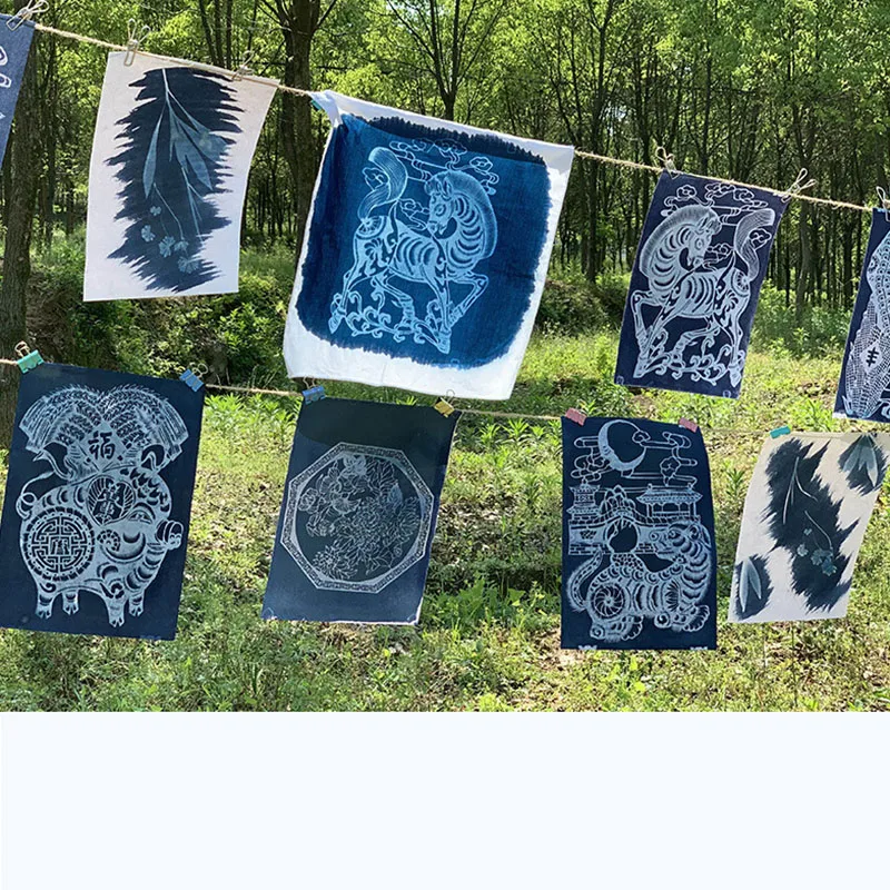 Cyanotype DIY Kit for Fabric and Wood Printmaking - Includes Liquid Solution, Sponge Brush, and Paper