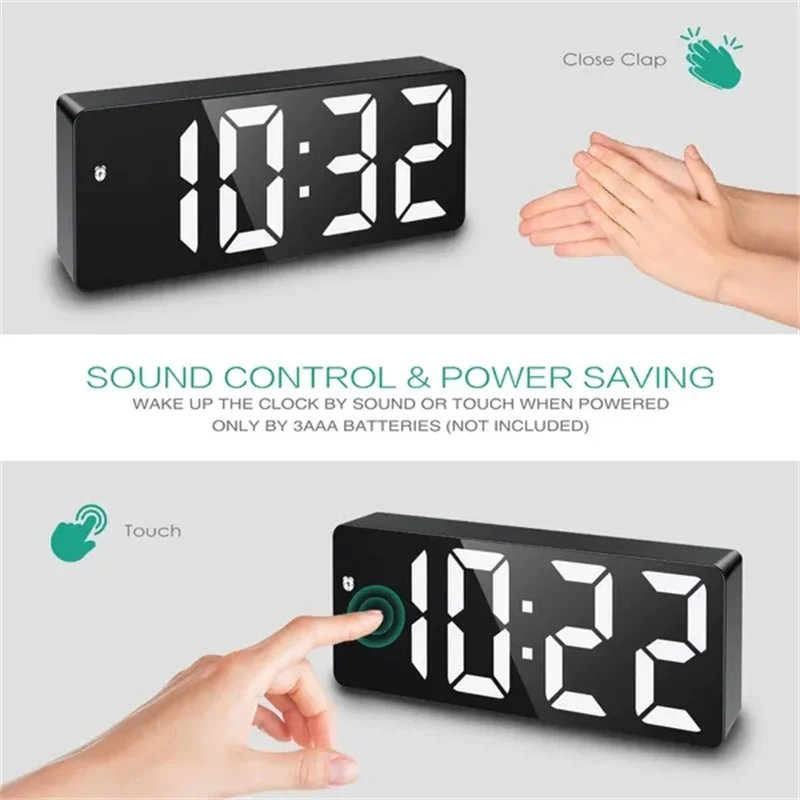  Reloj despertador/reloj digital digital de mesa, electrónico,  número de 7 pulgadas, despertador de escritorio para dormitorio de niños,  pantalla LED, curvada, regulable, espejo despertador, para dedrooms (color  : 2) : Hogar