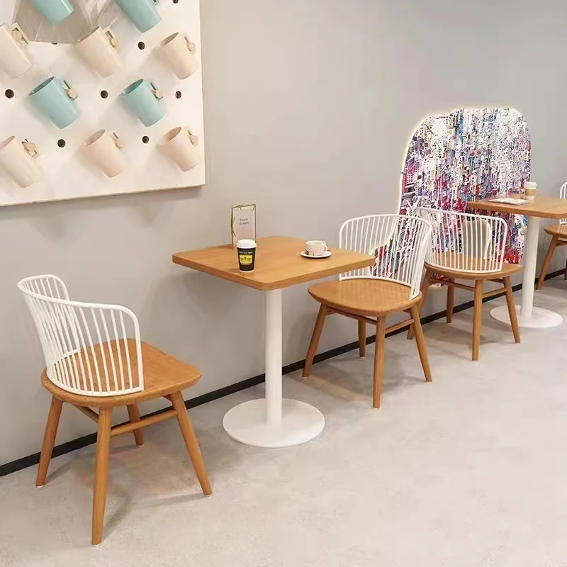 Luxury Light Style Restaurants Cafe Metal Chair for Bubble Tea Shops Hotels Malls Table and Chairs Set