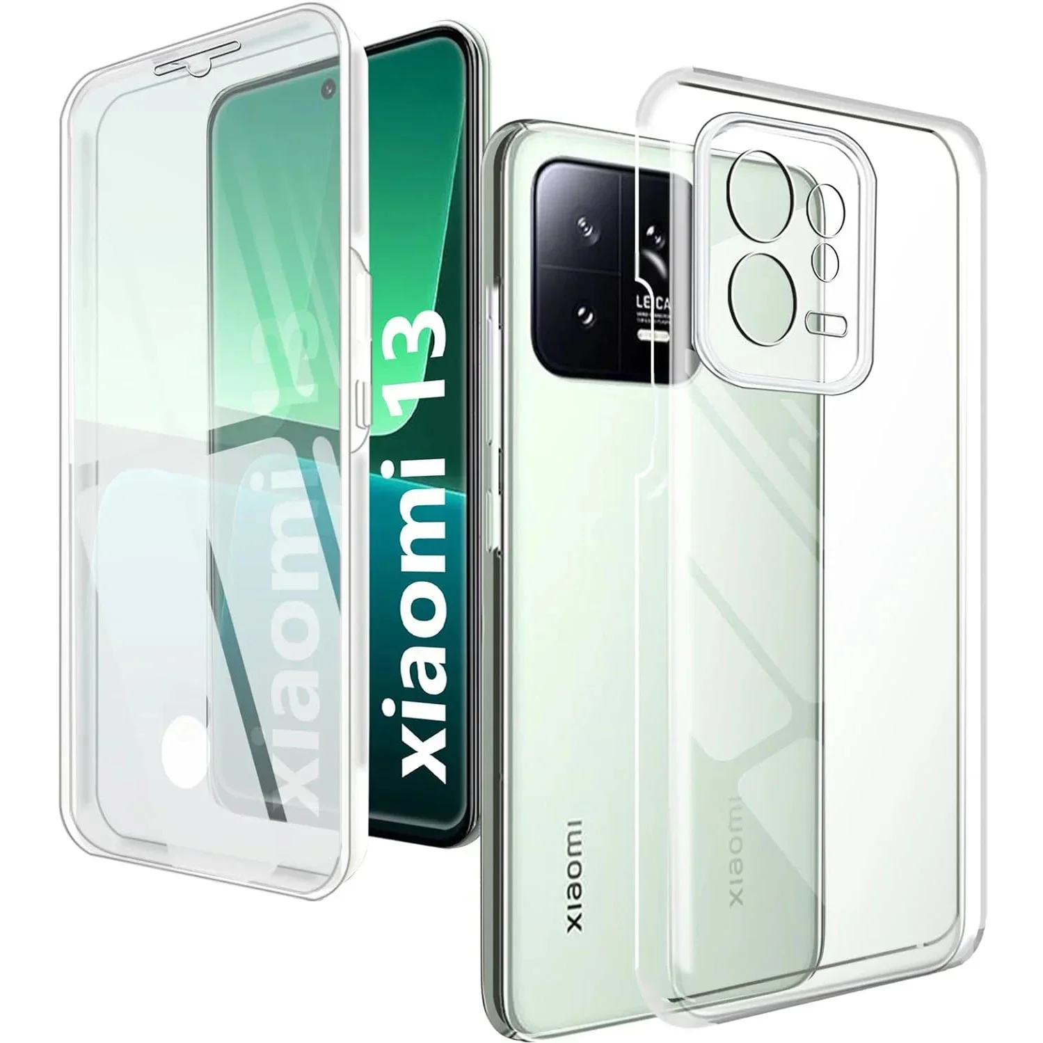 

For Xiaomi 13T Pro Double Clear Full Body Protection Bumper Case For Xiaomi 13 Pro 13 Lite 360 Shockproof Soft TPU+Back PC Cover