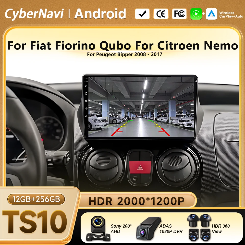 Android 16 Carplay For For Fiat Fiorino Qubo For Citroen Nemo For Peugeot Bipper Multimedia