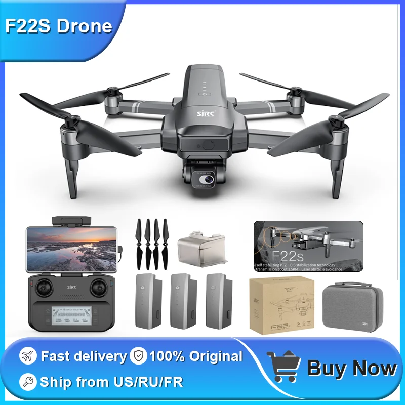 Квадрокоптер SJRC F22S 4K Pro, Радиоуправляемый квадрокоптер с HD камерой, Wi-Fi, GPS