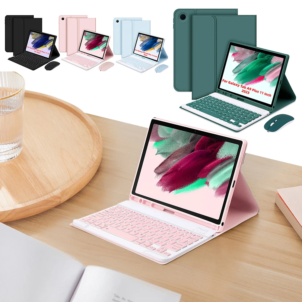 For Samsung Galaxy Tab A9+ 11 Inch Case with Bluetooth-Compatible Keyboard Cover Auto Sleep/Wake Keyboard Case Wireless