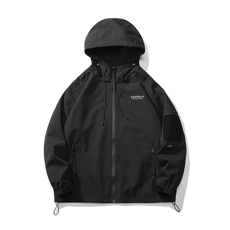 Four Season Men's Hooded Jacket Japanese Style Casual Loose Waterproof Unisex Coat Fashion Patchwork Pocket Outwear Men Clothing