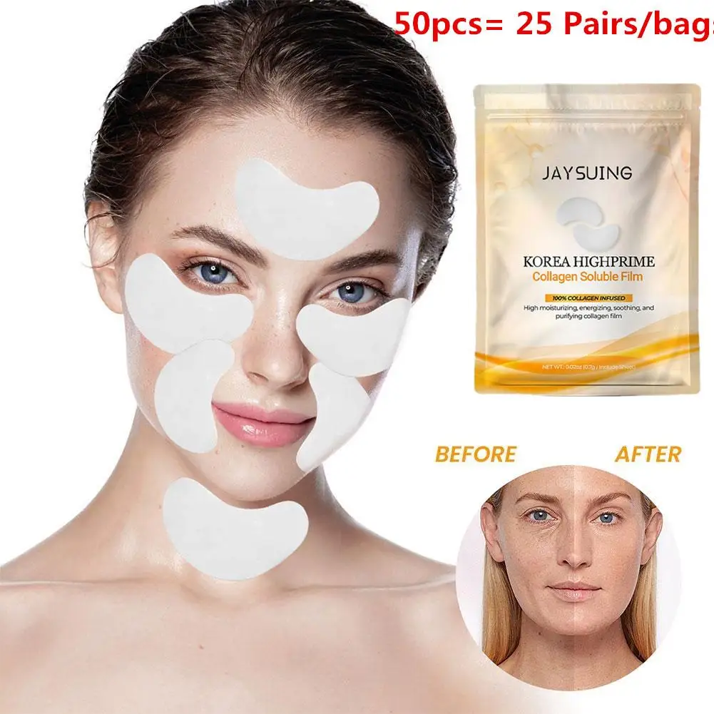 

50pcs Highprime Collagen Soluble Film Highprime Collagen Film Circles Moisturizing Remove Wrinkles Lift Anti-Aging
