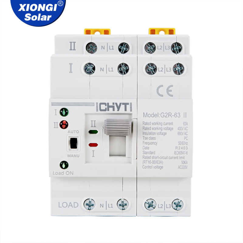 XIONGISOLAR G2R-63 Din Rail 2P 4P ATS Dual Power Automatic Transfer Switch Electrical Selector Switches Uninterrupted Power