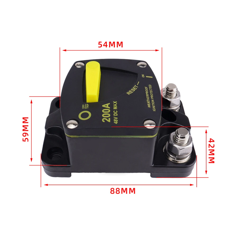 ​50/100/150/200/250/300 Amp Marine Circuit Breaker For Boat Trolling With Manual Reset Water Proof 12V- 48V DC Practical Durable