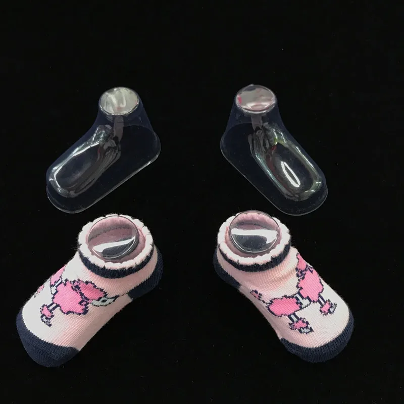 20 Teile/los Kunststoff Transparent Fuß Modell Socke Formen Paste Extrusion Display Geschenk Schuh Verpackung 9/10/11/12 cm Baby Booties Form – Detail 7