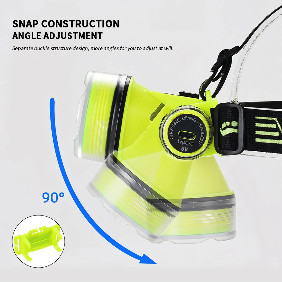 SQ-901 LED Diving Flashlight 350m Underwater Portable Searchlight IPX8 waterproof Rechargeable Headlamp Submersible Light