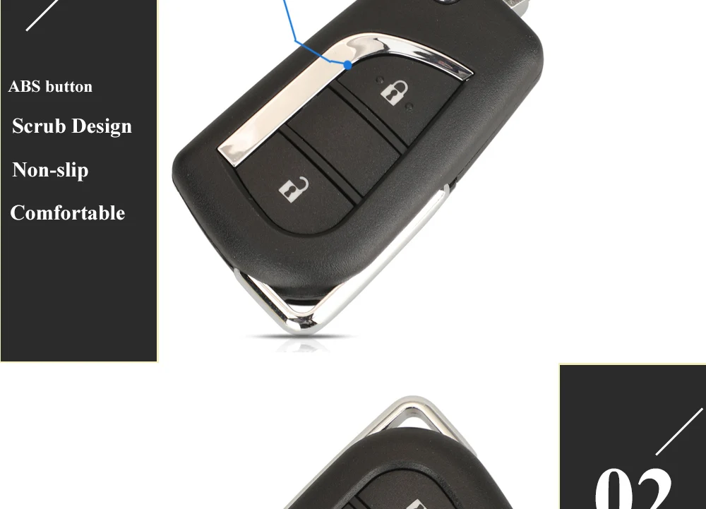 Keyforkess-FCCID BA2TA 2 pulsanti telecomando Flip chiave 433MHz H-8A Chip FOB per Toyota Hilux 2015 2016 2017 2018 2019 2020 - S05a6444dcf6346028adf00eff77af572l