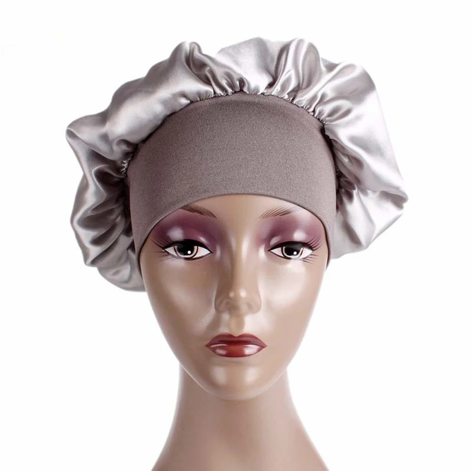 Silk Feel Satin Bonnet Night Sleep Hat for Long Hair