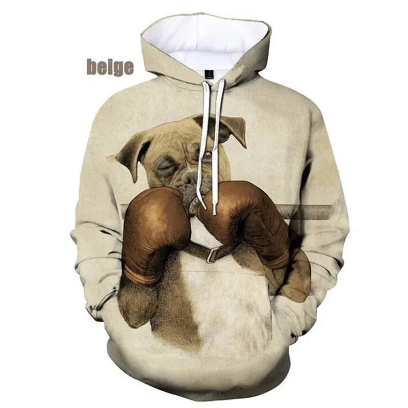 thumbnail image 1 of Sudadera con capucha con estampado 3D de animales y boxeador para hombre, ropa de calle informal con estampado de perro, talla grande, última moda, 1 of 5
