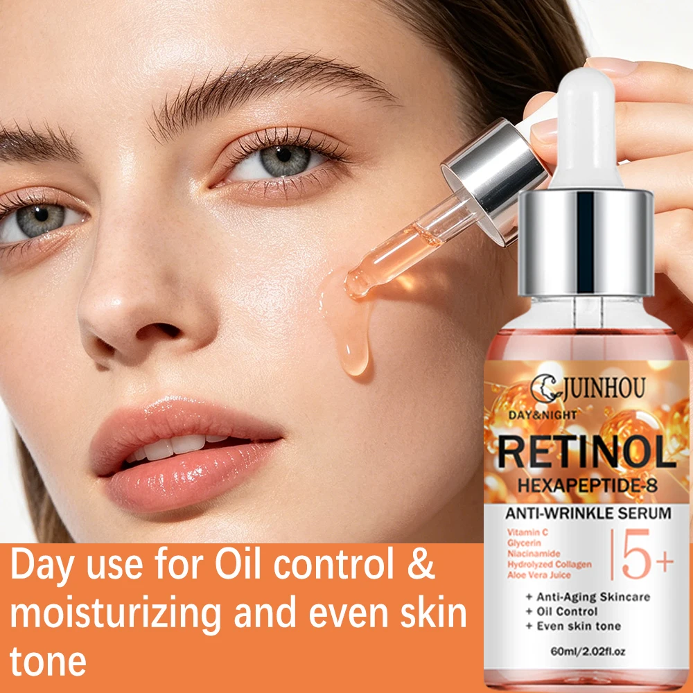 Siero Ringiovanente per il Viso JUINHOU con Complesso Retinolo ed Hexapeptide-8, Leviga la Pelle Ruvida, Stimola il Collagene, Affina i Pori, Illumina la Pelle Opaca - immagine 6