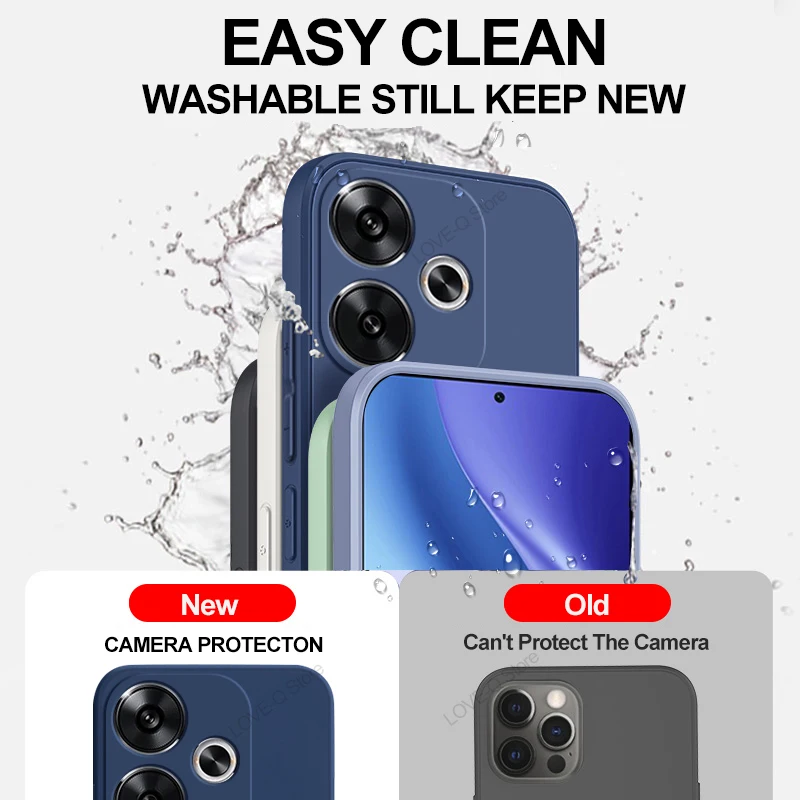 Enhanced Liquid Silicone Protective Phone Case - Square Design, Soft TPU Back Cover