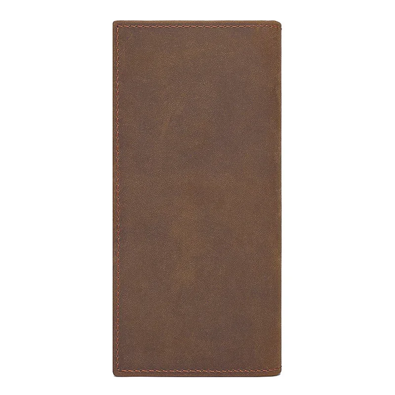 Vintage Leather Men's Wallet with Multiple Card Slots and Cash Clip - Crazy Horse Long Wallet