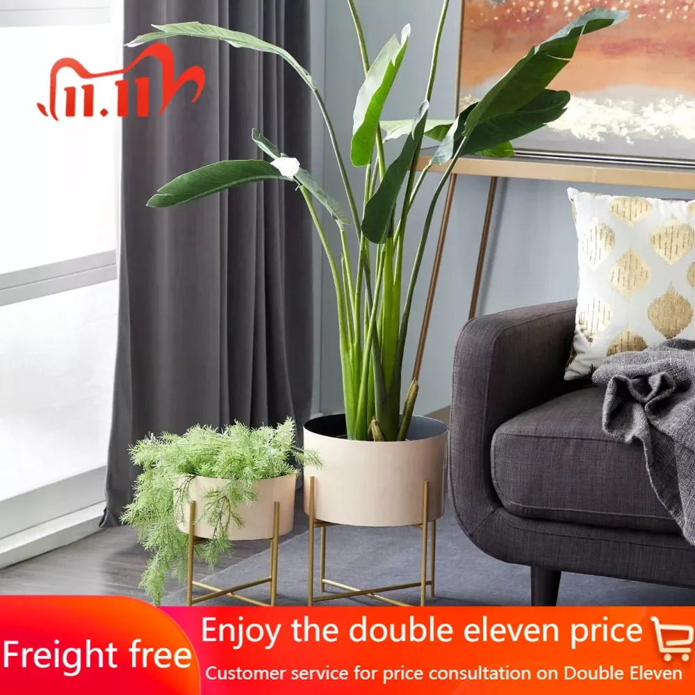 

Interior Decorative Flowerpot H Indoor and Outdoor Metal Flower Pots With Detachable Gold Brackets (2 Counts) Plant Pot Balcony