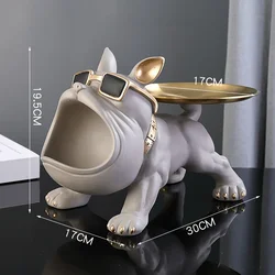 30cm Bulldog Decor Figurine with Storage - Resin Craft Dog Statue Ornament (D)