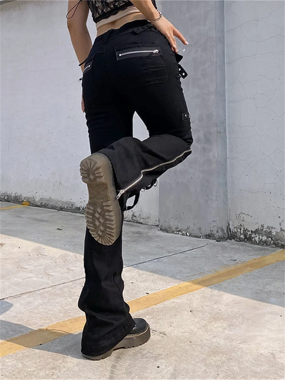 Black Cargo Pants/ Y2k Pants/ Cargo Pants Women/ Women Cargo Pants/  Techwear Pants/ Streetwear Pants/ Black Flare Pants/ Techwear Women -   Canada