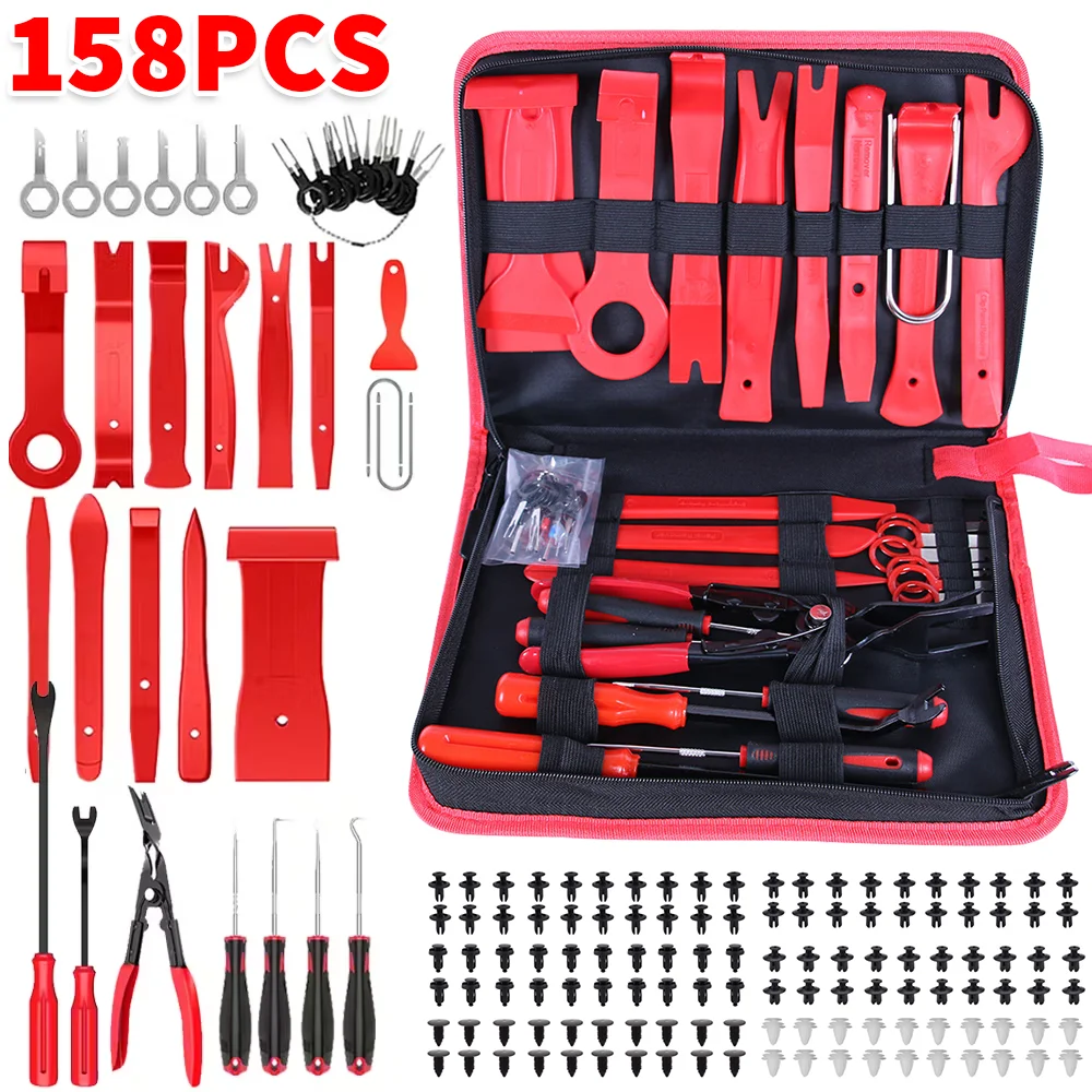 19-teiliges/158-teiliges/238-teiliges Auto-Verkleidungs-Demontagewerkzeug-Set, Auto-Audio-Reparatur, Kunststoff-Hebelwerkzeug, Schraubendreher, DIY-Autopanel-Demontage – Detail 2