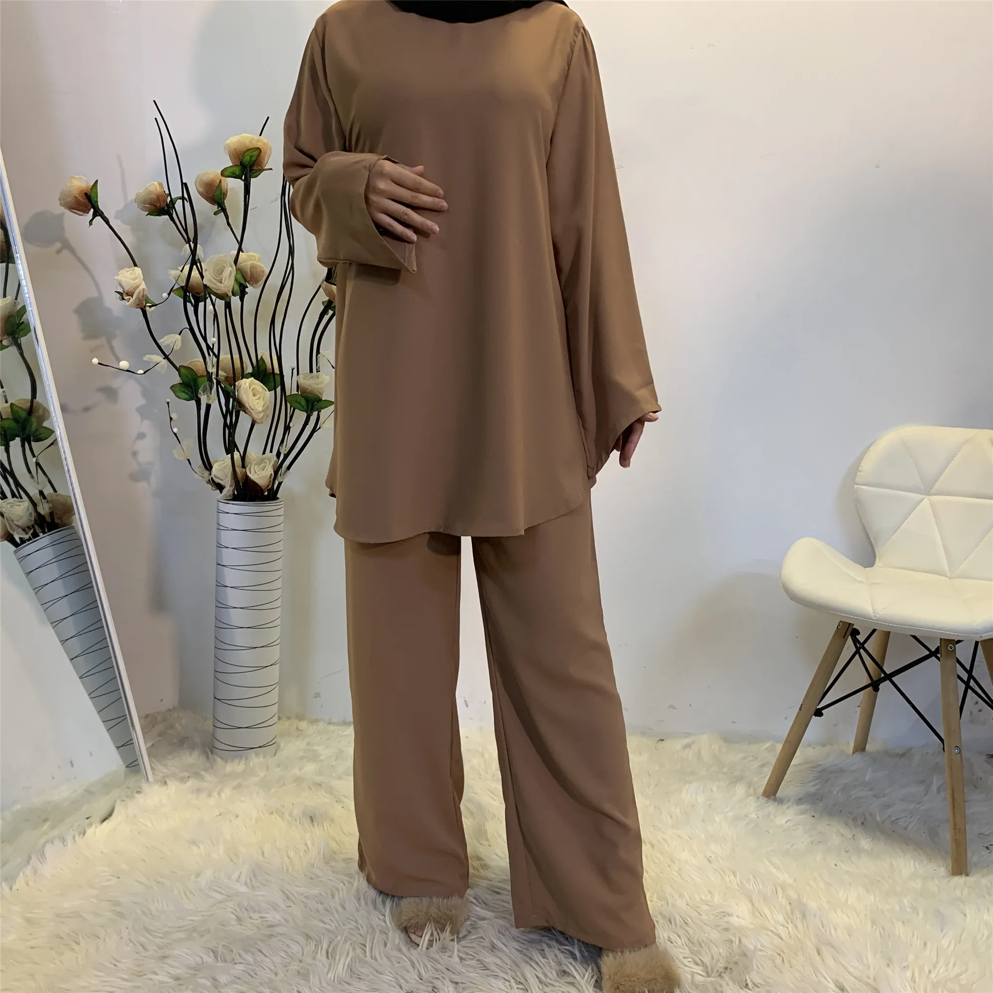 Dubai Abaya Turkey Muslim Sets Kaftan Hijab Dress Abayas for Women Pakistani Islamic Clothing Outfit Ensemble Femme Musulmane