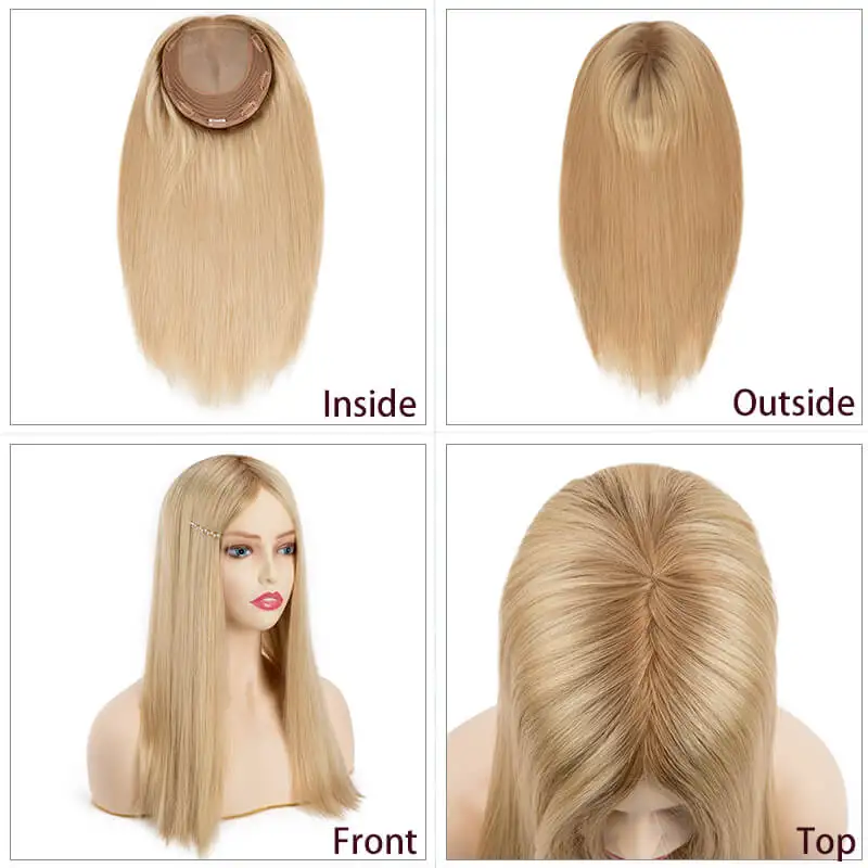 Topper per capelli ebraici da donna, 16-20 pollici, lisci, in capelli umani, con clip, extension per capelli 7x8, toupet da donna dall'aspetto naturale - immagine 5