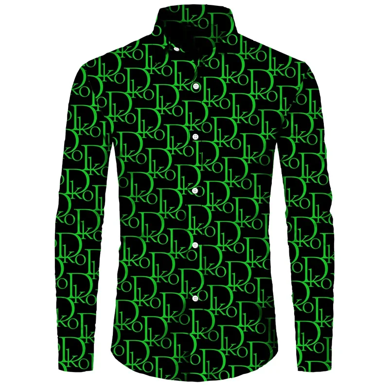 thumbnail image 1 of Camisas de moda para hombre, divertidas camisetas con estampado de letras, solapa con botones, cárdigan informal de manga corta y larga, ropa de calle de hip hop, camisa, 1 of 5