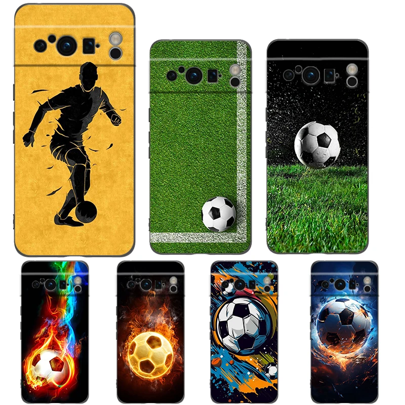 Soccer Ball Passion Shockproof Silicone Phone Case - Black Cover s