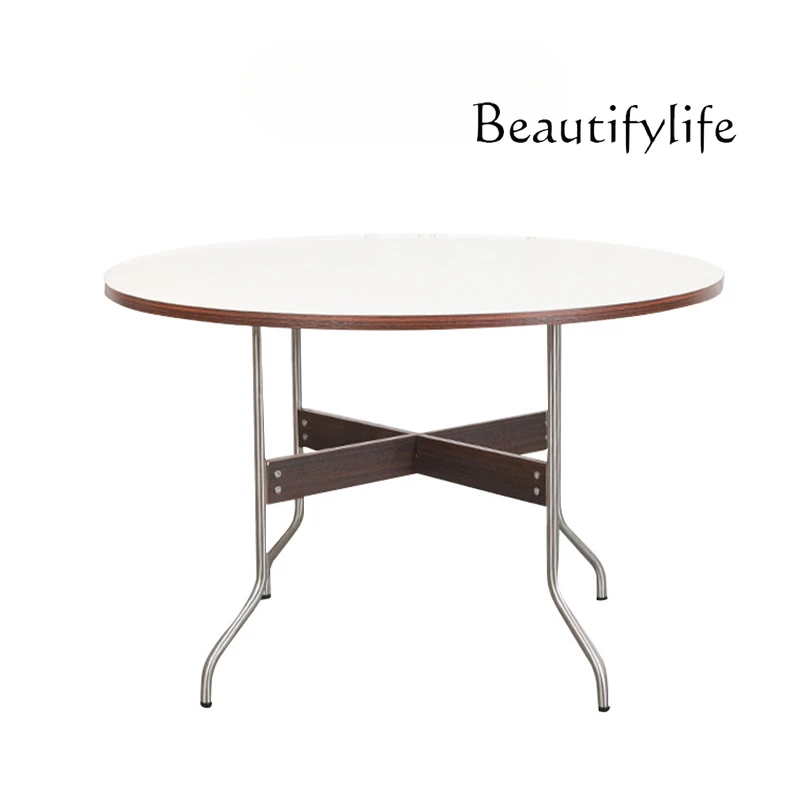 

Simple Modern Mid-Ancient Restaurant round Table Retro Small Apartment Home Solid Wood Desk