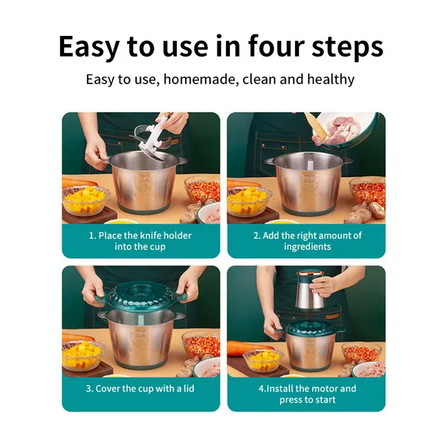 Hachoir à viande électrique compact multifonction en acier inoxydable pour la cuisine domestique et le préparation des aliments 1