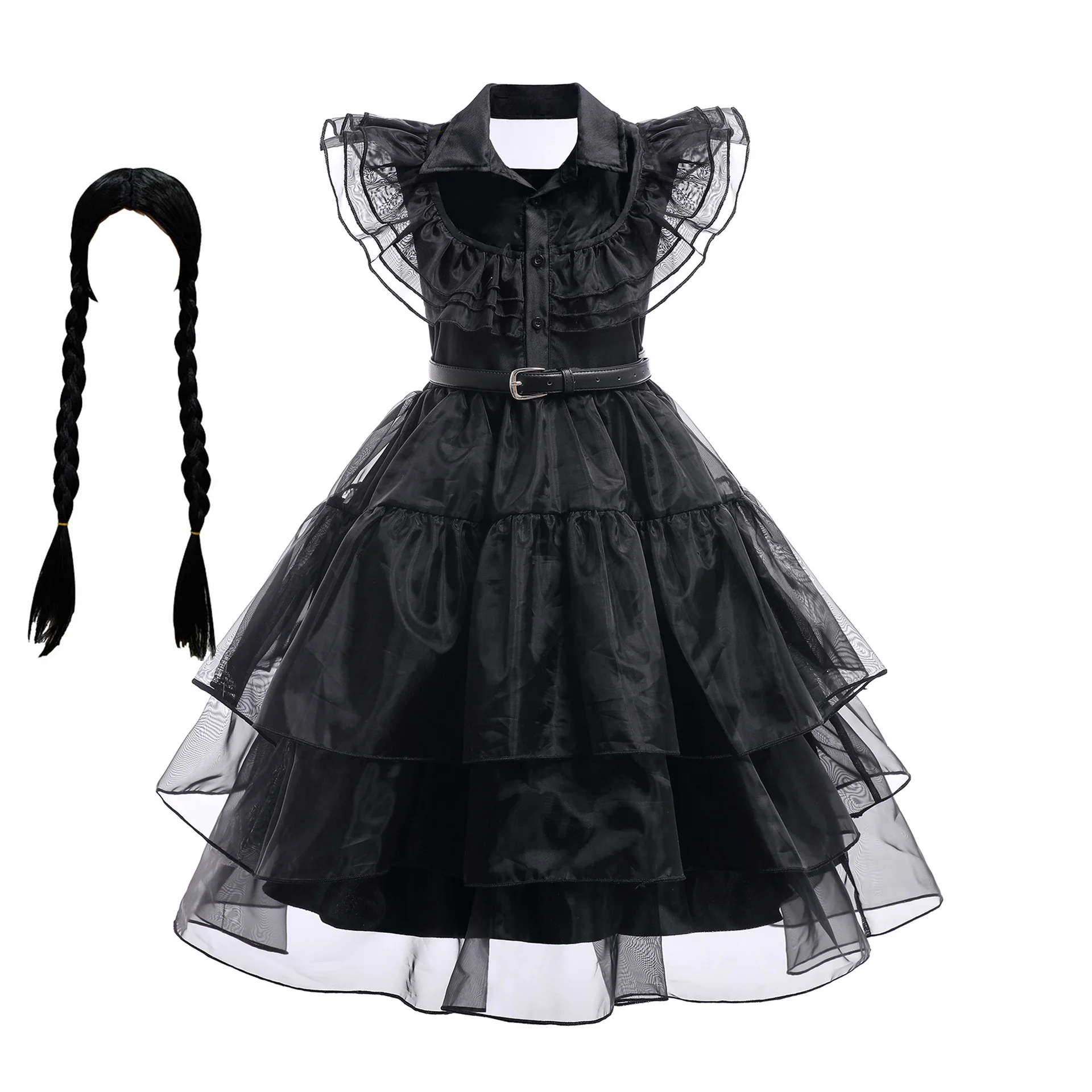 Disfraz de Cosplay de miércoles para niña, película Addams, carnaval, Halloween, eventos negros, vestido para niñas, vestidos de fiesta, vestido de 4 a 12 años