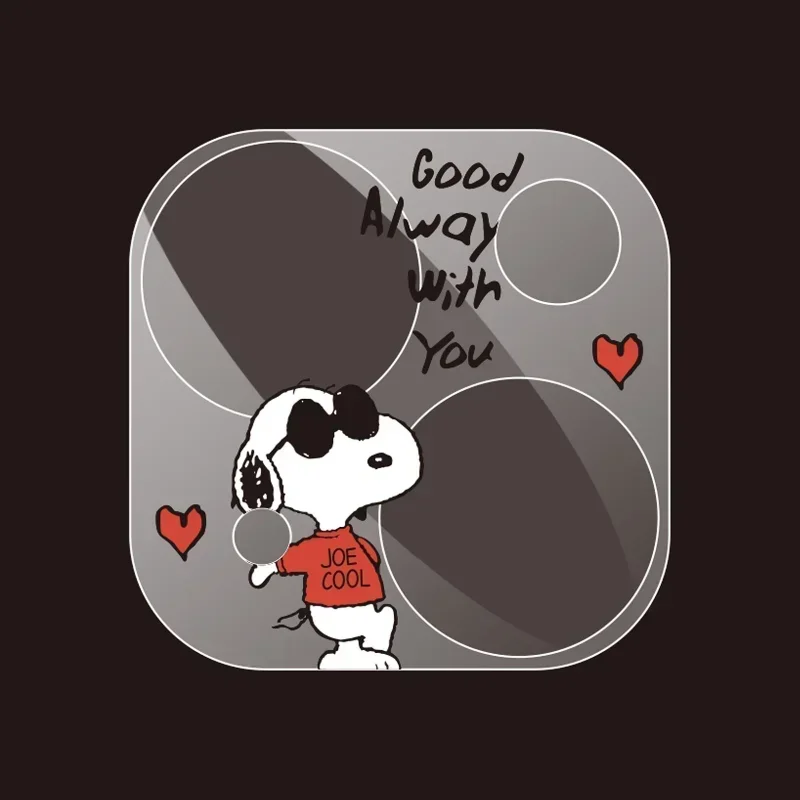 thumbnail image 1 of Snoopy Charlie Brown - Lente de cámara transparente de cristal templado para iPhone 14, 15 Plus, 13, 12 Pro Max y 11 Mini, 1 of 4